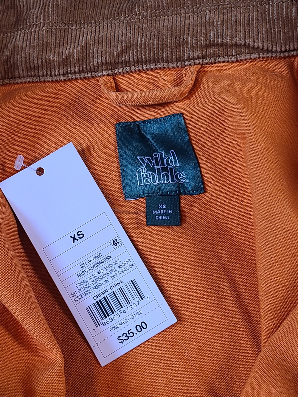 wild fable Cute Orange Cropped Utility Jean Jacket With Corduroy Collar Size XS - Picture 5 of 12